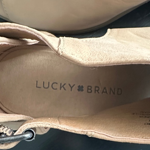 Lucky Brand Beige Peep Toe Heeled Boots - Picture 2 of 5